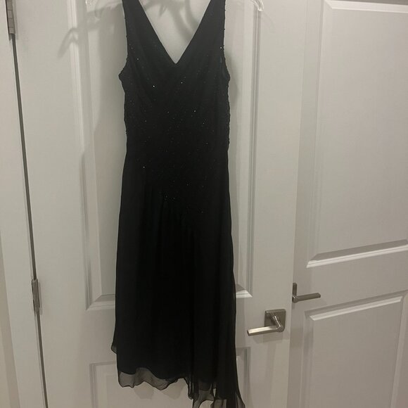 Adrianna Papell Black Silk Multi-color Beaded Formal Dress Size 6 - Picture 2 of 6